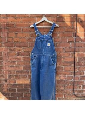 vintage carhartt denim overalls 00s 34x28